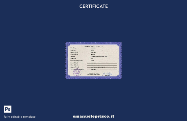 modello PSD del certificato di morte della Lettonia in stile verificato